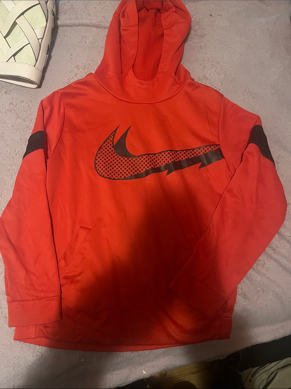 Nike Red Crewneck Hoodie with Black Swoosh